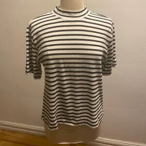 NWOT AYR The Starboard Stripe mock neck short sleeve tee in white & black stripe